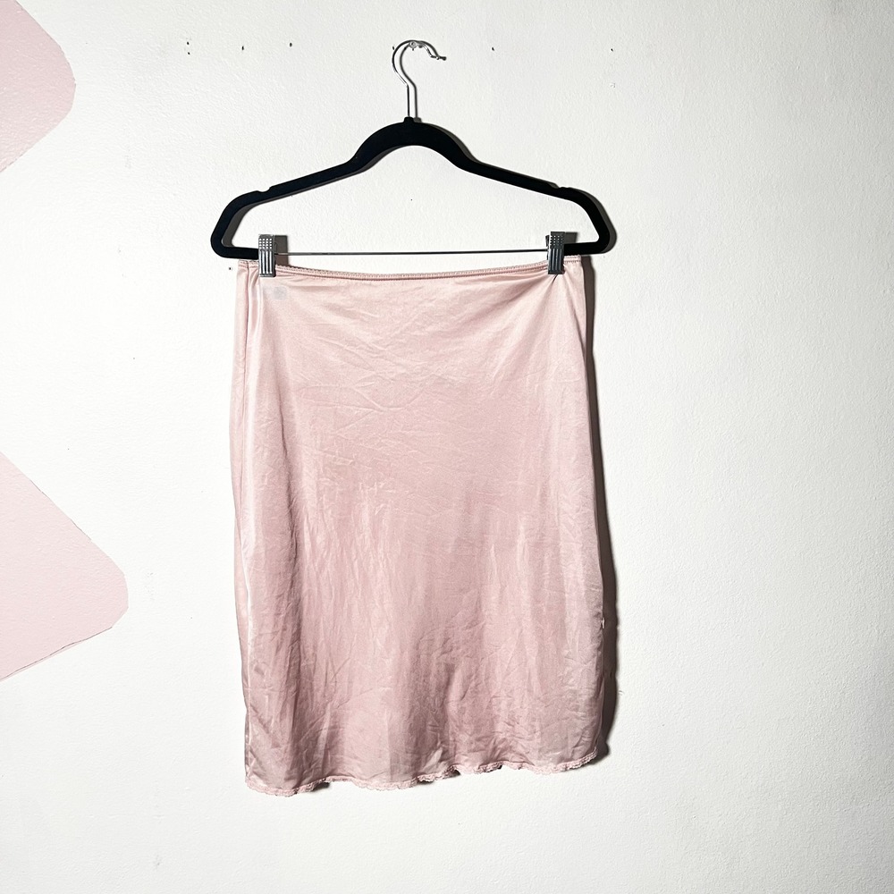 Vintage 1980s Slip Skirt Womens Small Pink Lace Coquette Dainty